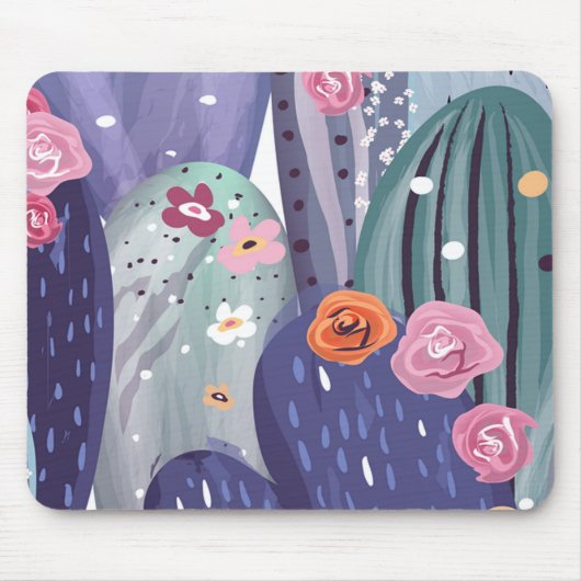 Cactus Pattern Colorful Waterverf Muismat (Voorkant)