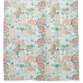 Cactus Pattern Coral Douchegordijn (Voorkant)