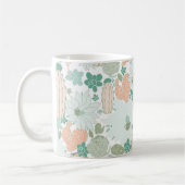 Cactus Pattern Cute Print Coral Mint Grey Koffiemok (Links)