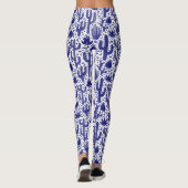 Cactus Pattern - Donkerblauw en wit Leggings (Achterkant)