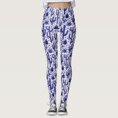 Cactus Pattern - Donkerblauw en wit Leggings (Voorkant)