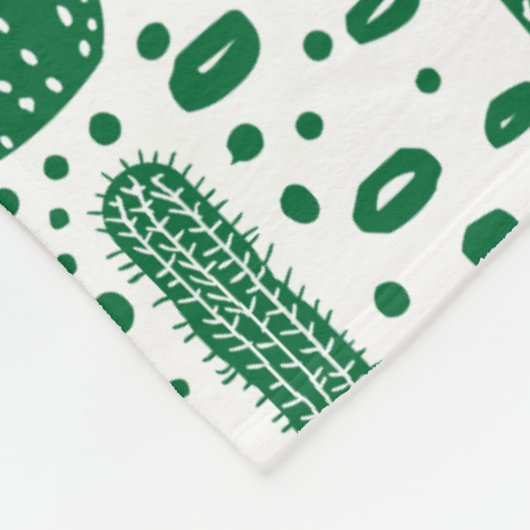 Cactus Pattern - Forest Green and White Fleece Deken (Hoek)