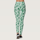 Cactus Pattern - Forest Green and White Leggings (Achterkant)