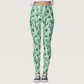 Cactus Pattern - Forest Green and White Leggings (Voorkant)