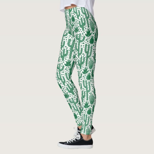 Cactus Pattern - Forest Green and White Leggings (Links)