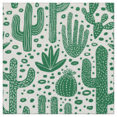 Cactus Pattern - Forest Green and White Stof (Close Up)