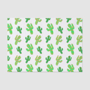 Cactus Pattern Groen Wit Western Planten Tissuepapier