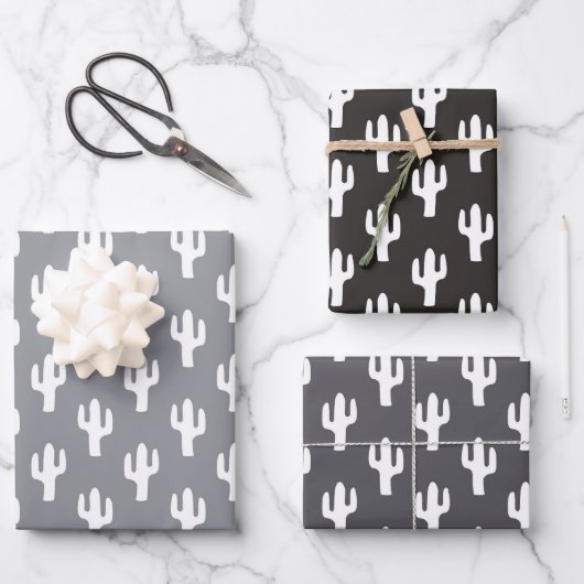 Cactus Pattern Neutral Desert Modern Business Inpakpapier Vel (Voorkant)