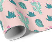 Cactus Pattern Pink and Green Cadeaupapier (Rol Hoek)