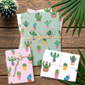 Cactus Pattern Plant Mom Wrapping Paper Sheets