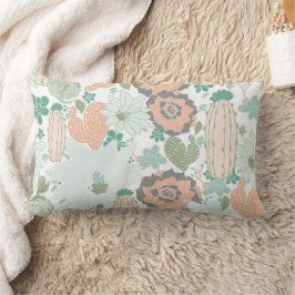 Cactus Pattern Print Cute Coral Mint Green White Kussen