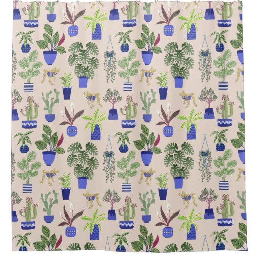 Cactus Pattern roze Douchegordijn (Voorkant)