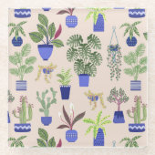 Cactus Pattern roze Glazen Onderzetter (Voorkant)