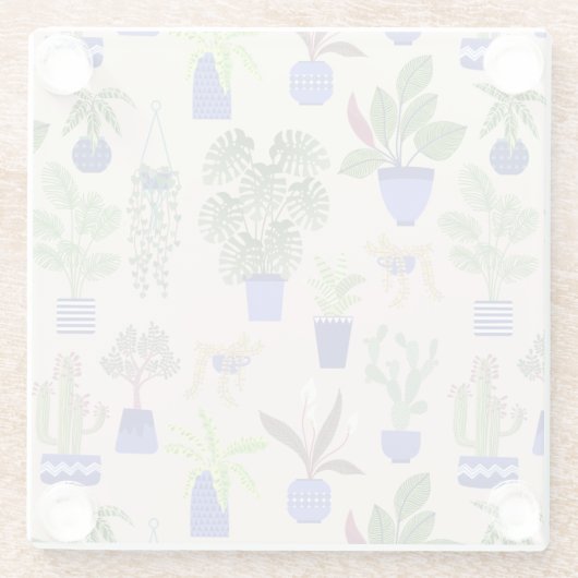 Cactus Pattern roze Glazen Onderzetter (Achterkant)