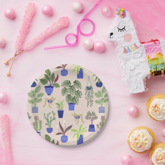Cactus Pattern roze Papieren Bordje (Feest)