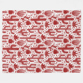Cactus Pattern - Ruby Red en White Fleece Deken (Voorkant (Horizontaal))