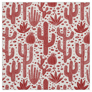 Cactus Pattern - Ruby Red en White Stof