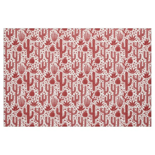 Cactus Pattern - Ruby Red en White Stof (Fat Quarter)