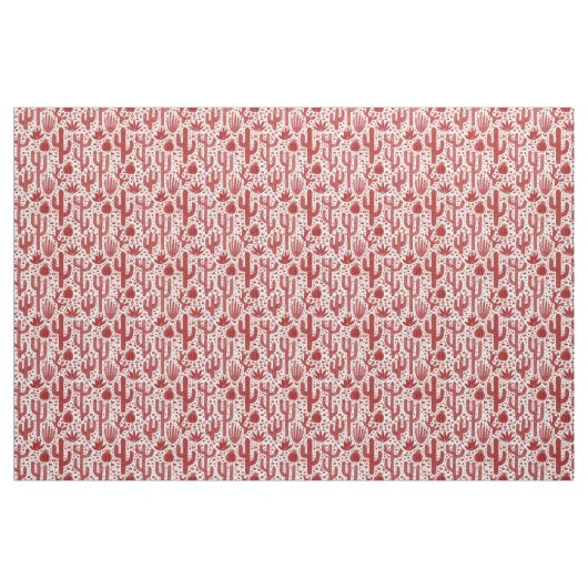 Cactus Pattern - Ruby Red en White Stof (Yard (91,4 cm))