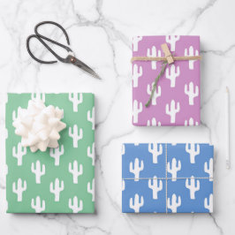 Cactus Pattern Sherbet Colors Desert Modern Fun Inpakpapier Vel