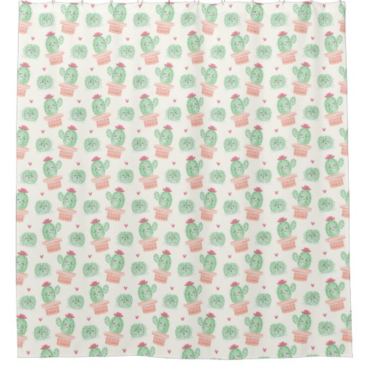 Cactus Pattern Shower Curtain Douchegordijn (Voorkant)