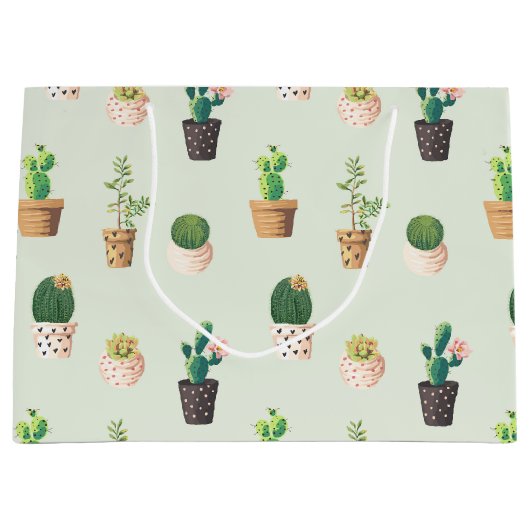 Cactus Pattern - Succulent Plant Groot Cadeauzakje (Voorkant)