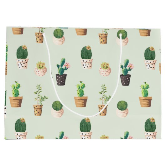 Cactus Pattern - Succulent Plant Groot Cadeauzakje (Achterkant)