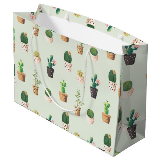 Cactus Pattern - Succulent Plant Groot Cadeauzakje (Achterkant Gekanteld)