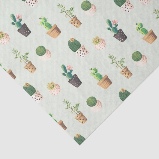 Cactus Pattern - Succulent Plant Tissuepapier (Detail)