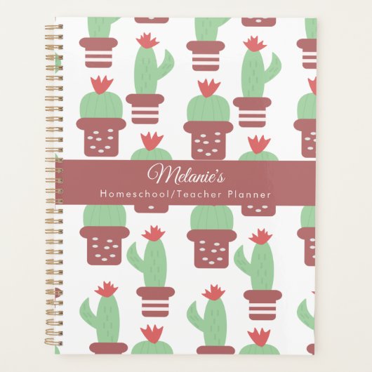 Cactus Pattern Teacher School Homeschool Planner (Voorkant)