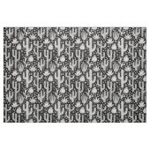 Cactus Pattern - White on Black Stof (Fat Quarter)