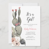 Cactus Peach Baby shower Girl Uitnodiging (Voorkant)