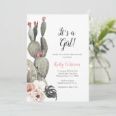 Cactus Peach Baby shower Girl Uitnodiging (Staand voorkant)