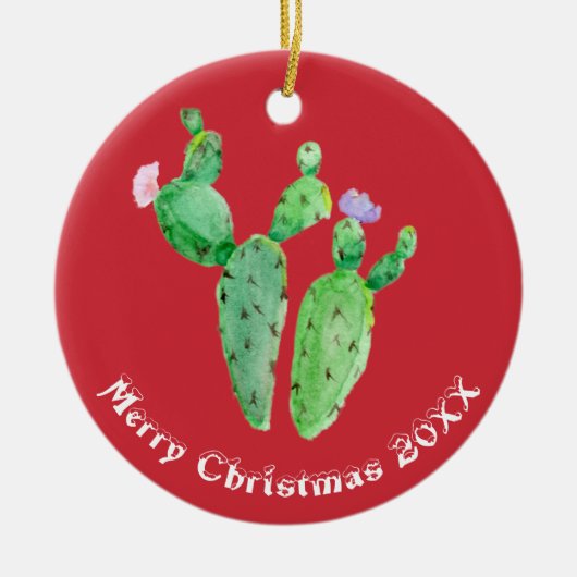 Cactus Personalized Keramisch Ornament (Voorkant)