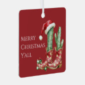 Cactus Pet Sterren Westerne Cowboy Laarzen Kerst Metalen Ornament (Voorkant Rechts)