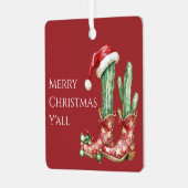 Cactus Pet Sterren Westerne Cowboy Laarzen Kerst Metalen Ornament (Voorkant links)