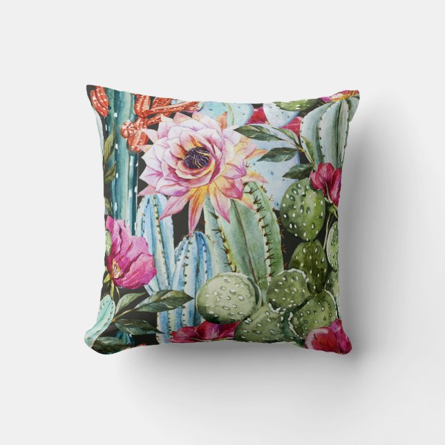 Cactus pillow (zwart) kussen (Voorkant)