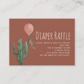 Cactus Pink Ballon Baby shower Diaper Raffle Informatiekaartje (Voorkant)