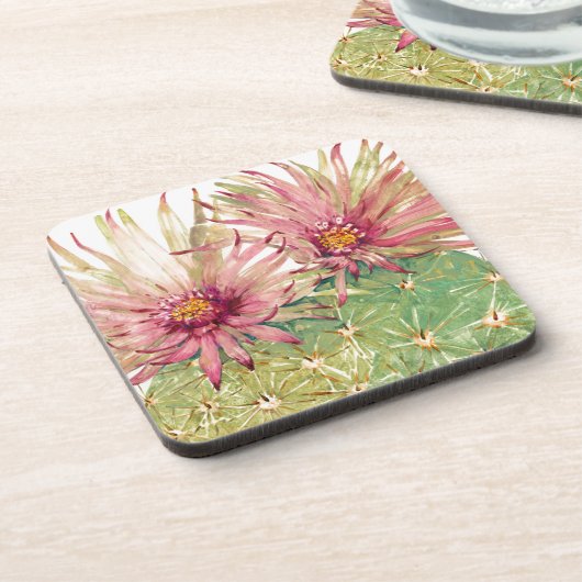 Cactus Pink Blossom Bier Onderzetter (Linkerzijde)