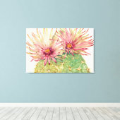 Cactus Pink Blossom Canvas Afdruk (Insitu (Houten vloer))