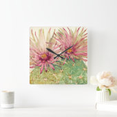 Cactus Pink Blossom Vierkante Klok (Huis)