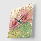 Cactus Pink Blossom Vierkante Klok (Hoek)