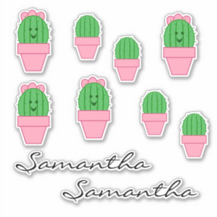 Cactus Pink Flower Pot. Sticker