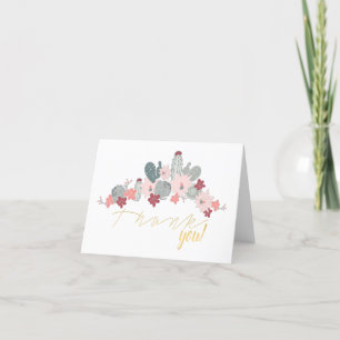 Cactus Pink Green Succulents Plant Pattern Bedankkaart