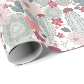 Cactus Pink Mint Succulents Desert Planten Cadeaupapier (Rol Hoek)