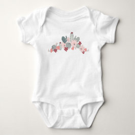 Cactus Pink Mint Succulents Plant Pattern Romper
