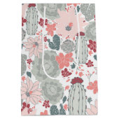 Cactus Pink Succulents Floral Pattern Medium Cadeauzakje (Achterkant)