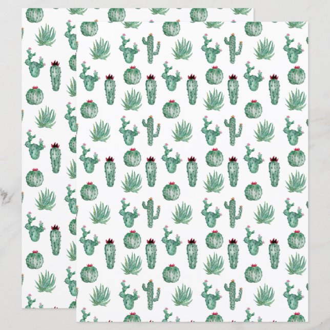 cactus-plakboekpapier (Voorkant / Achterkant)