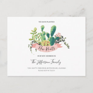 Cactus Planed New Roots Moved Moving Aankondigingskaart