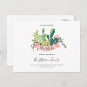 Cactus Planed New Roots Moved Moving Aankondigingskaart (Voorkant / Achterkant)